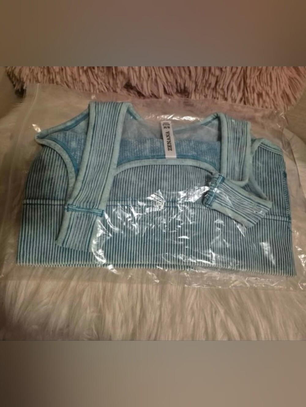Zenana Ribbed Light Blue Padded Brami